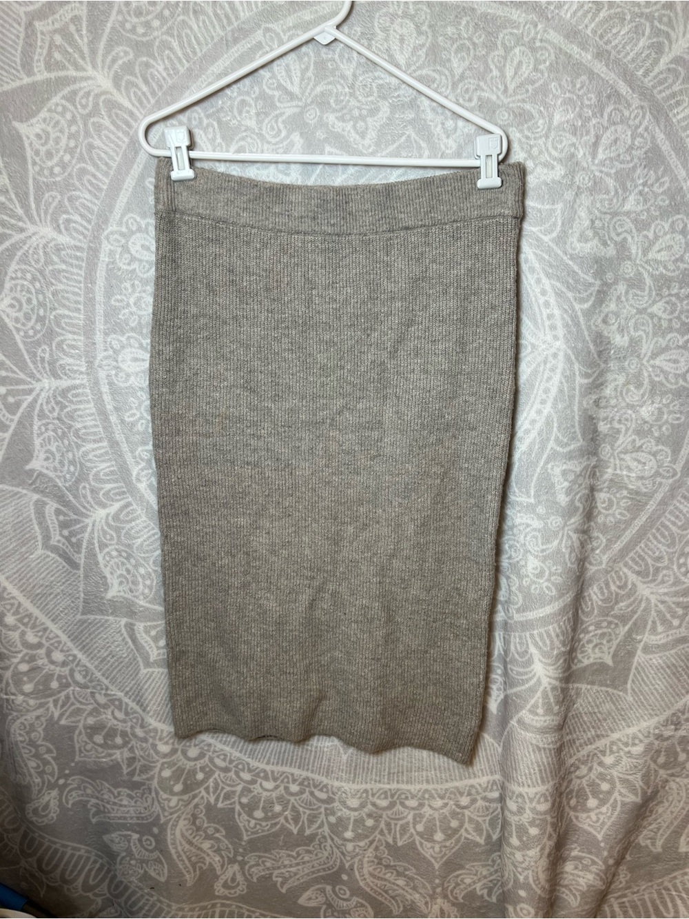 Express Ribbed Midi Pencil Skirt - Taupe
